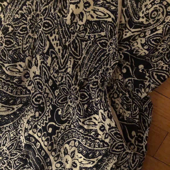 Navy and white floral halter vneck jumpsuit - Picture 2 of 3